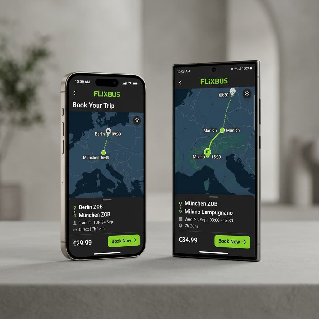 FlixBus mobile app on iPhone and Android